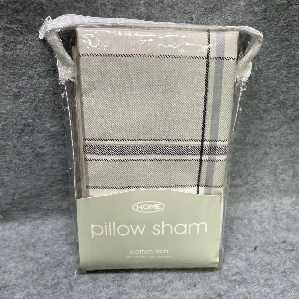 Vtg Target Home Sage Plaid Standard Pillow Shams Set of 2 Cotton Rich New Sealed